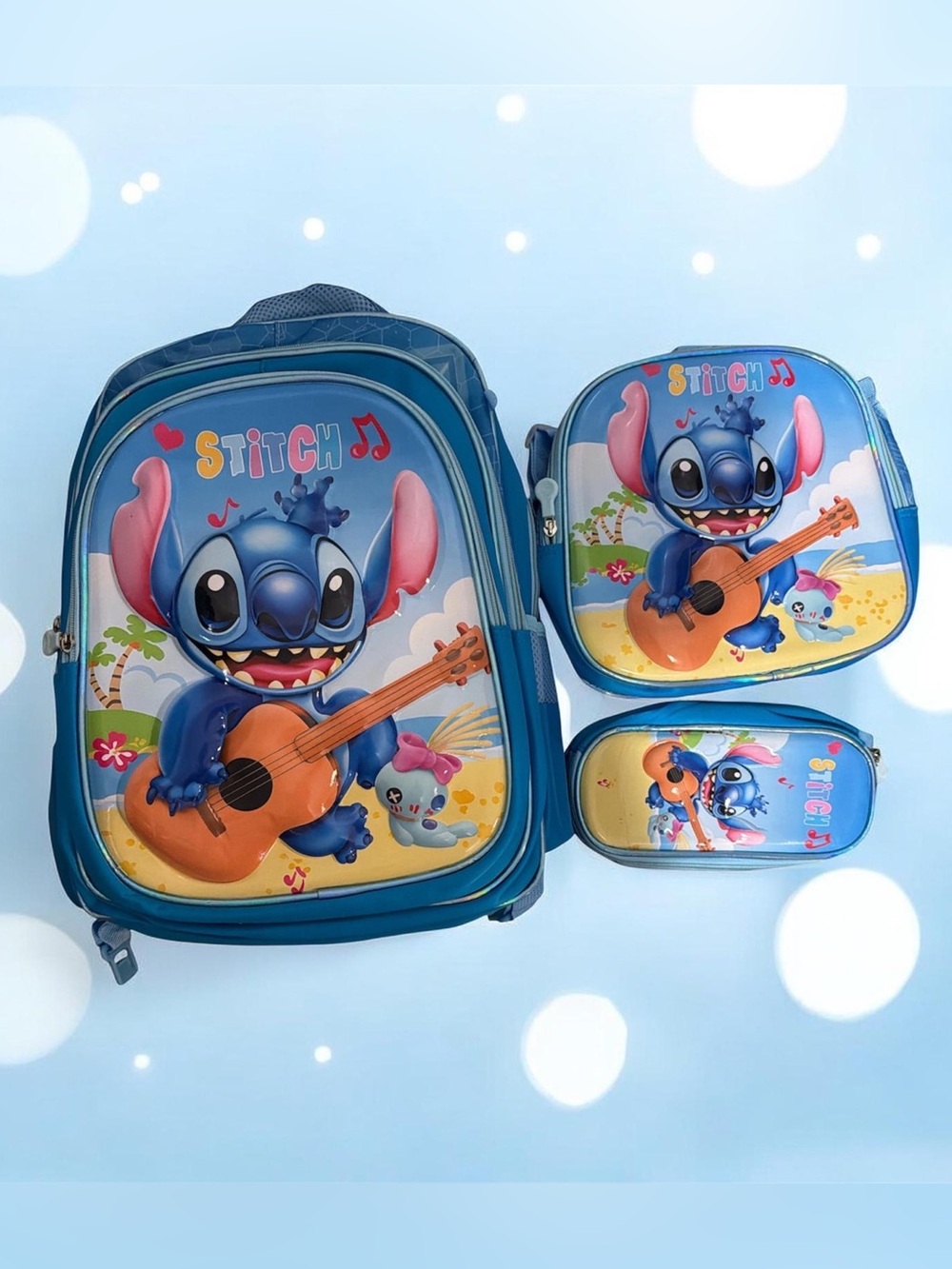 Stitch Guitar Kids Backpack Set - Blue